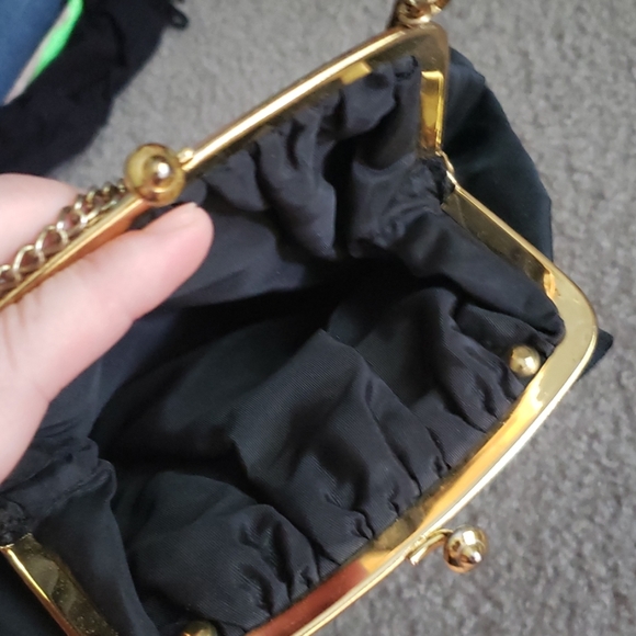 Vintage stain evening clutch gold black pin up - Picture 3 of 3